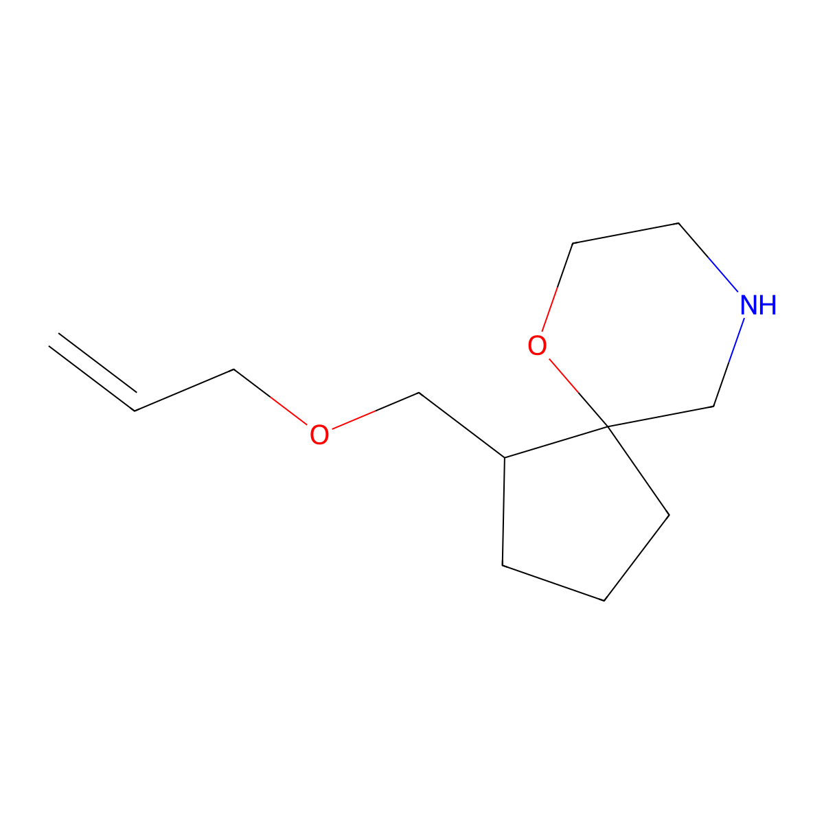(1R,5S)-1-((Allyloxy)methyl)-6-oxa-9-azaspiro[4.5]decane molecular structure, CAS 1422135-34-9