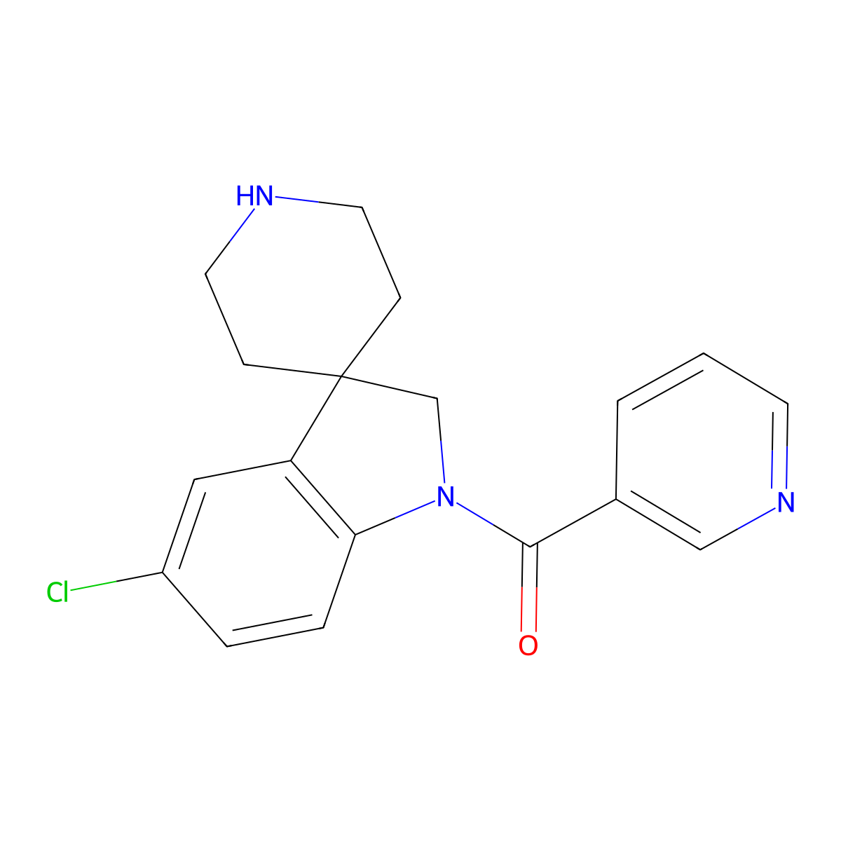 (5-chlorospiro[2H-indole-3,4'-piperidine]-1-yl)-pyridin-3-ylmethanone molecular structure, CAS 1422135-48-5