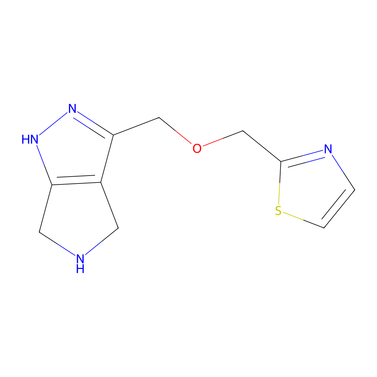 2-(((1,4,5,6-Tetrahydropyrrolo[3,4-c]pyrazol-3-yl)methoxy)methyl)thiazole molecular structure, CAS 1422135-50-9