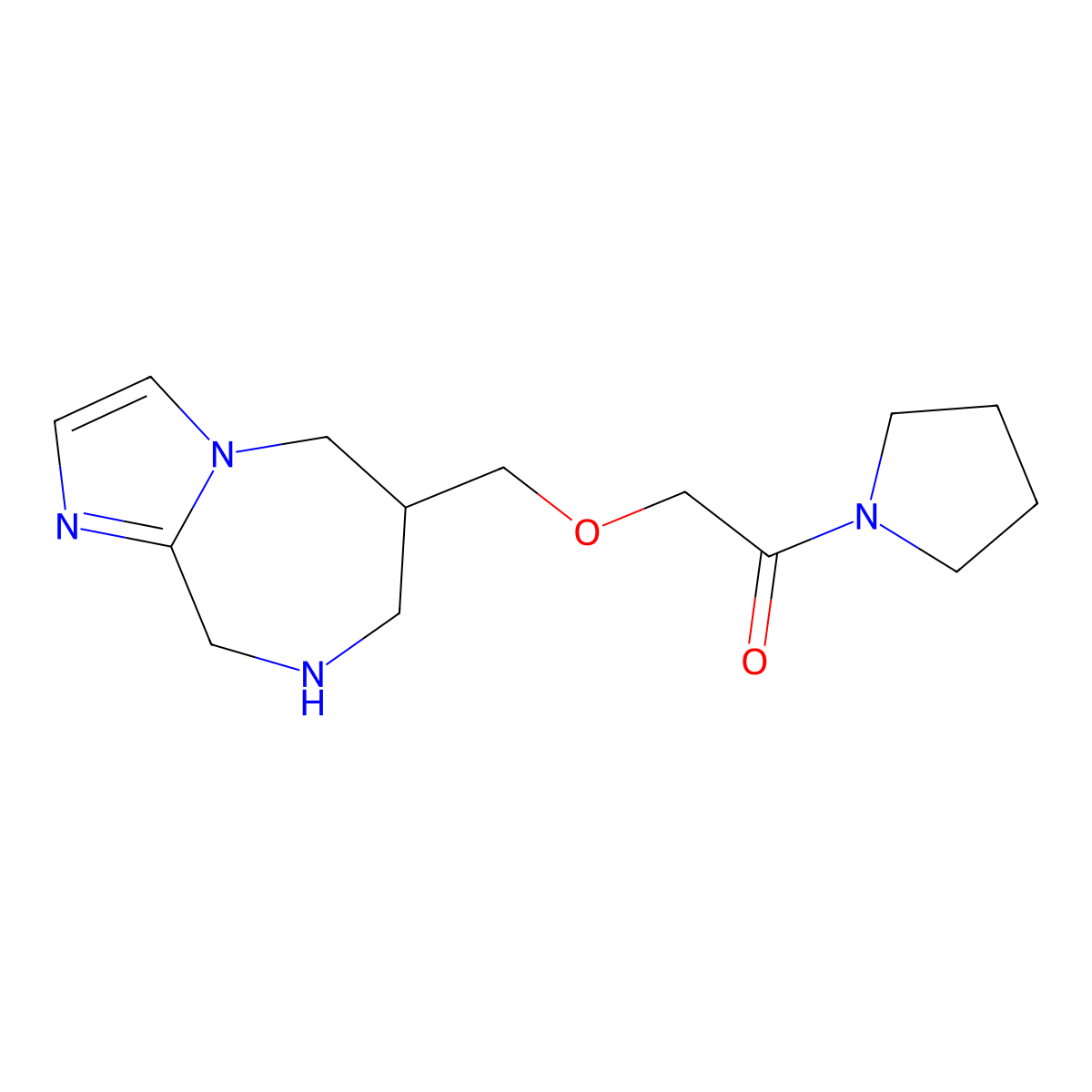 Ethanone, 1-(1-pyrrolidinyl)-2-[(6,7,8,9-tetrahydro-5H-imidazo[1,2-a][1,4]diazepin-6-yl)methoxy]- molecular structure, CAS 1422135-55-4