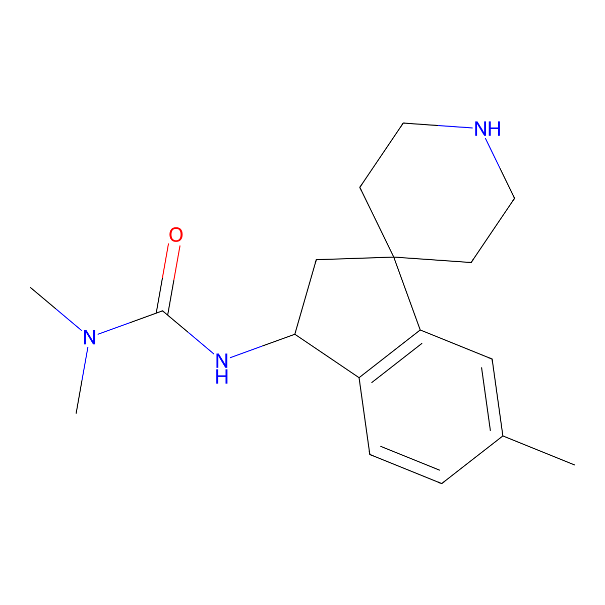1,1-Dimethyl-3-(6-methyl-2,3-dihydrospiro[indene-1,4'-piperidine]-3-yl)urea molecular structure, CAS 1422135-63-4