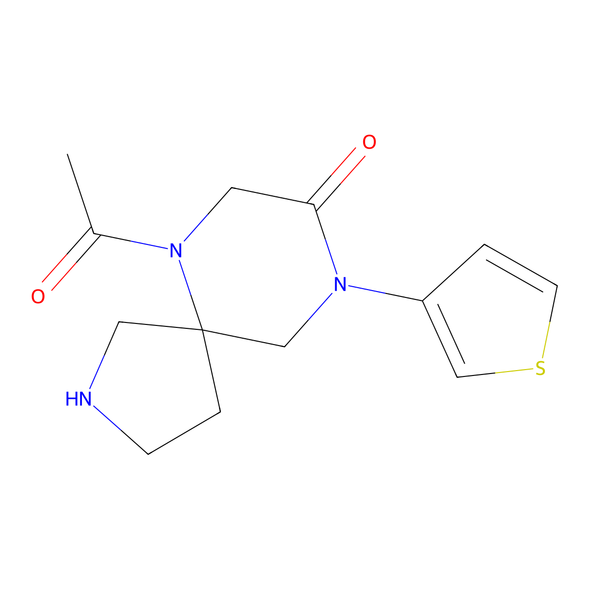 6-Acetyl-9-(thiophen-3-yl)-2,6,9-triazaspiro[4.5]decan-8-one molecular structure, CAS 1422135-75-8