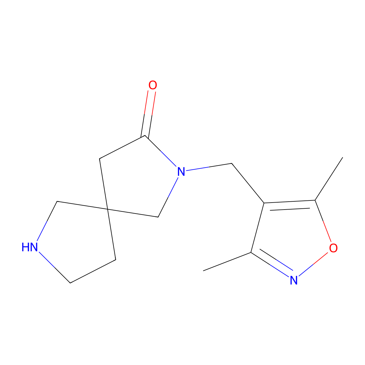 2-((3,5-Dimethylisoxazol-4-yl)methyl)-2,7-diazaspiro[4.4]nonan-3-one molecular structure, CAS 1422135-86-1