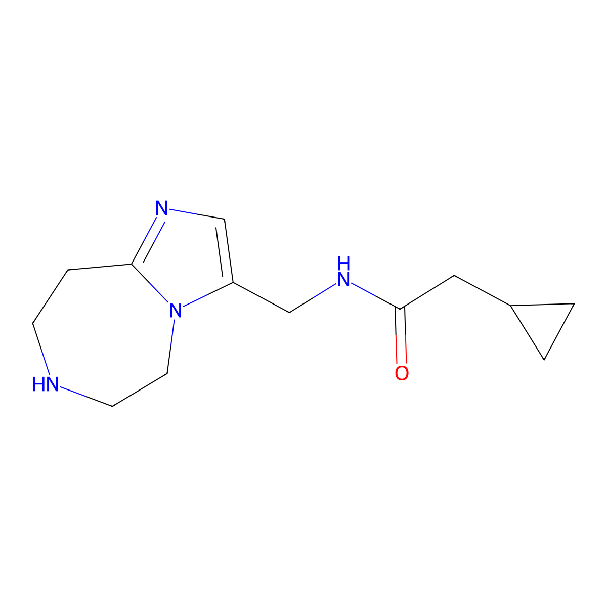 2-cyclopropyl-N-((6,7,8,9-tetrahydro-5H-imidazo[1,2-d][1,4]diazepin-3-yl)methyl)acetamide molecular structure, CAS 1422135-88-3