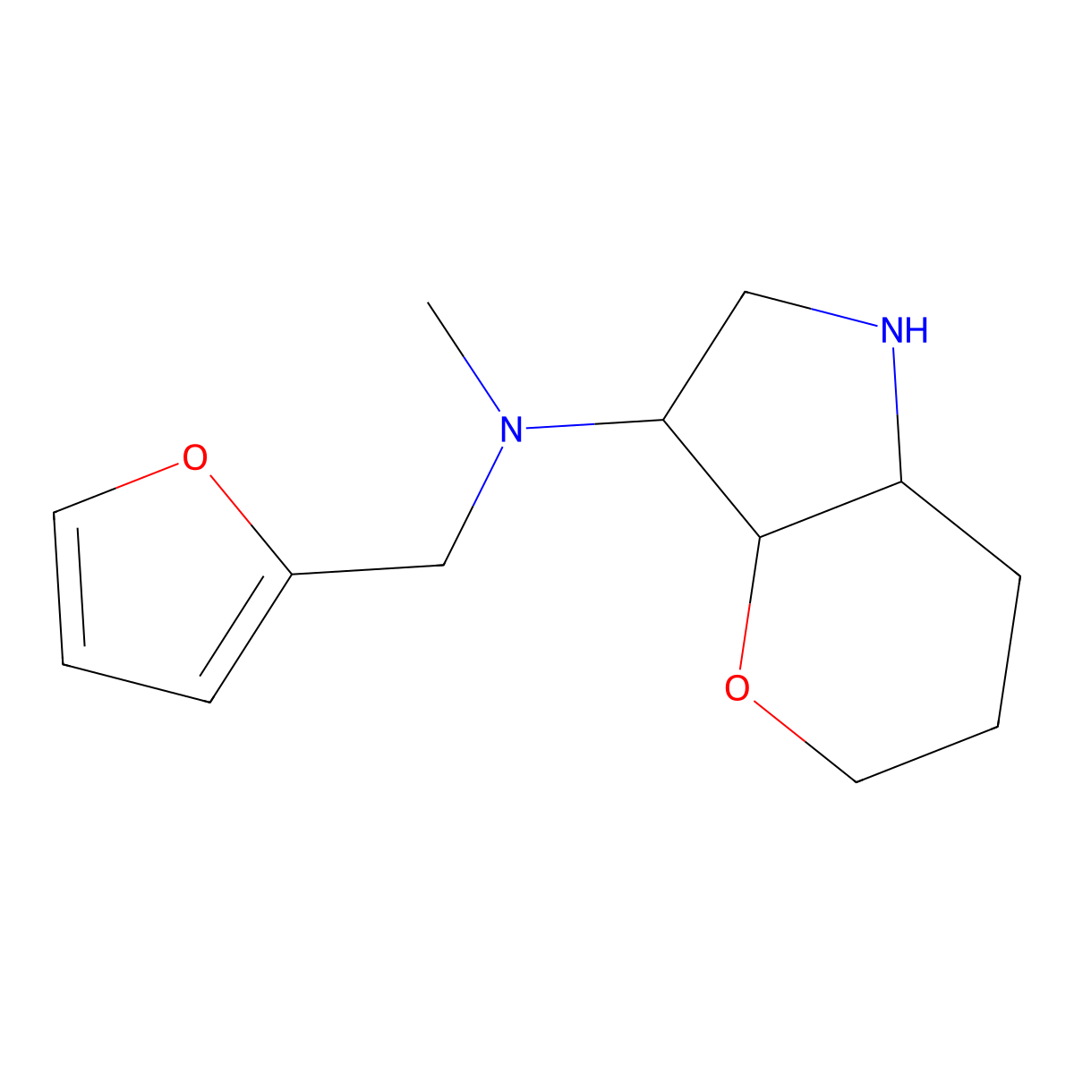 Rel-(3R,3As,7Ar)-N-(Furan-2-Ylmethyl)-N-Methyloctahydropyrano[3,2-B]Pyrrol-3-Amine molecular structure, CAS 1422135-98-5