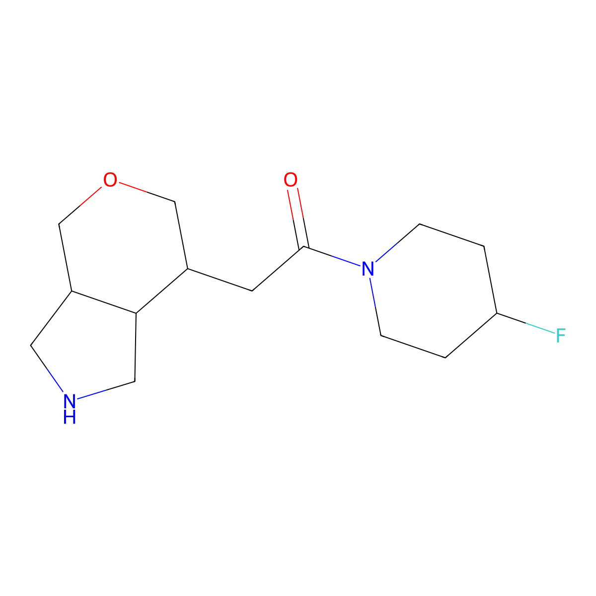 1-(4-fluoropiperidin-1-yl)-2-((3aR,7S,7aS)-octahydropyrano[3,4-c]pyrrol-7-yl)ethanone molecular structure, CAS 1422136-01-3