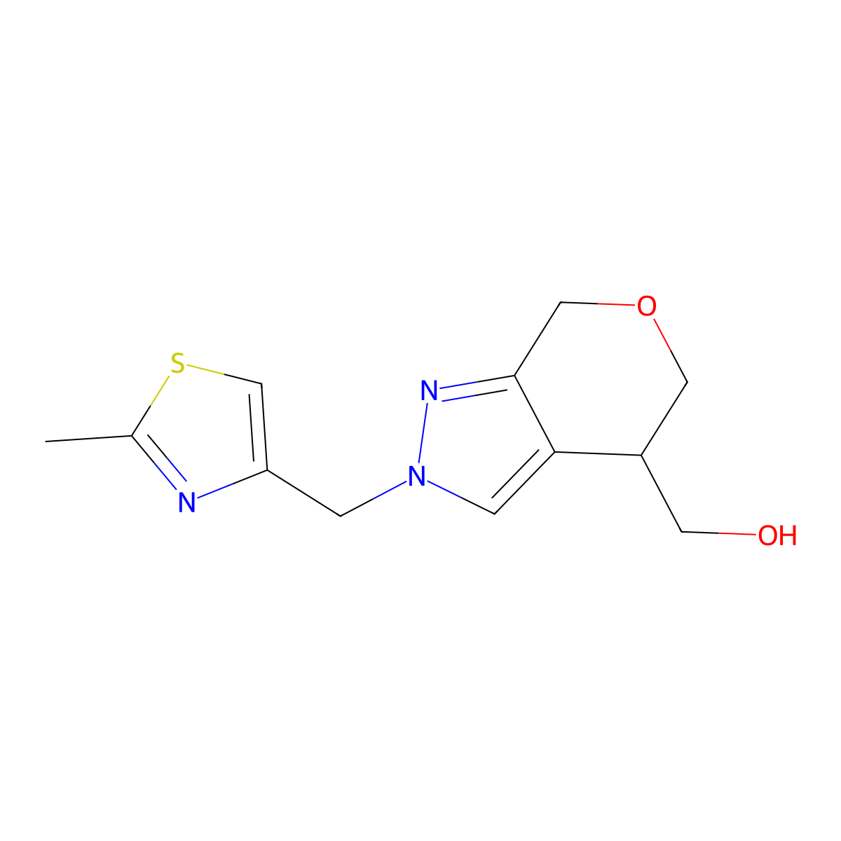 (2-((2-Methylthiazol-4-yl)methyl)-2,4,5,7-tetrahydropyrano[3,4-c]pyrazol-4-yl)methanol molecular structure, CAS 1422136-03-5