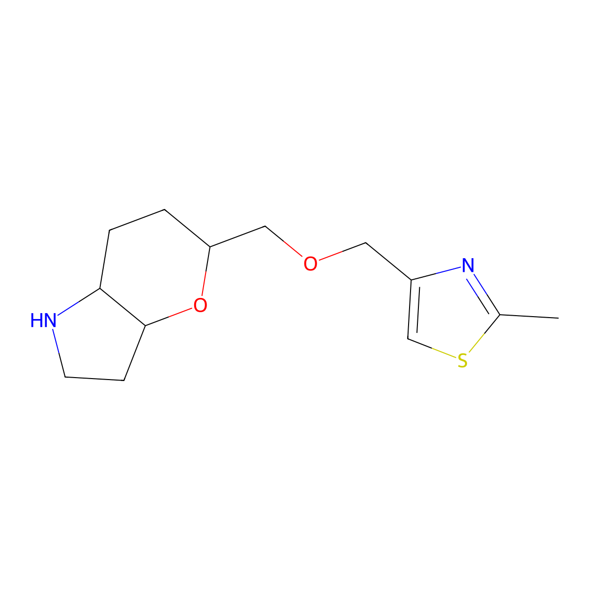 (3aR,5R,7aR)-5-(((2-methylthiazol-4-yl)methoxy)methyl)octahydropyrano[3,2-b]pyrrole molecular structure, CAS 1422136-05-7