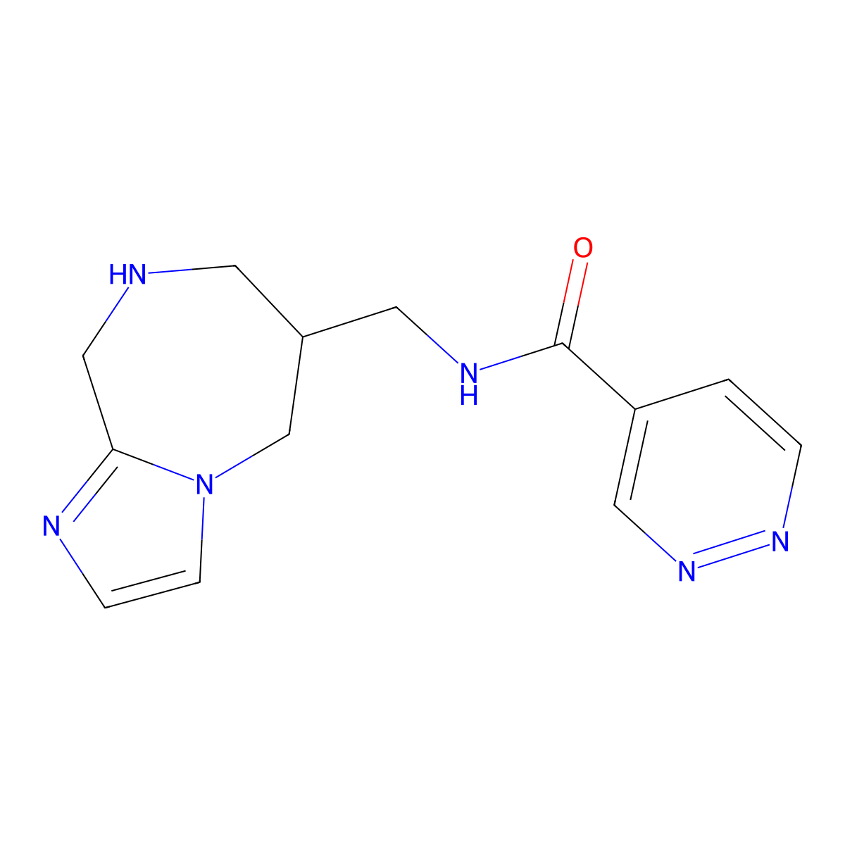 N-({5H,6H,7H,8H,9H-imidazo[1,2-a][1,4]diazepin-6-yl}methyl)pyridazine-4-carboxamide molecular structure, CAS 1422136-07-9