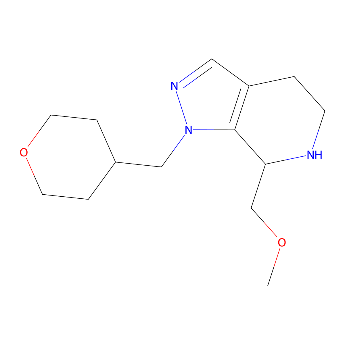 7-(Methoxymethyl)-1-((tetrahydro-2H-pyran-4-yl)methyl)-4,5,6,7-tetrahydro-1H-pyrazolo[3,4-c]pyridine molecular structure, CAS 1422136-08-0