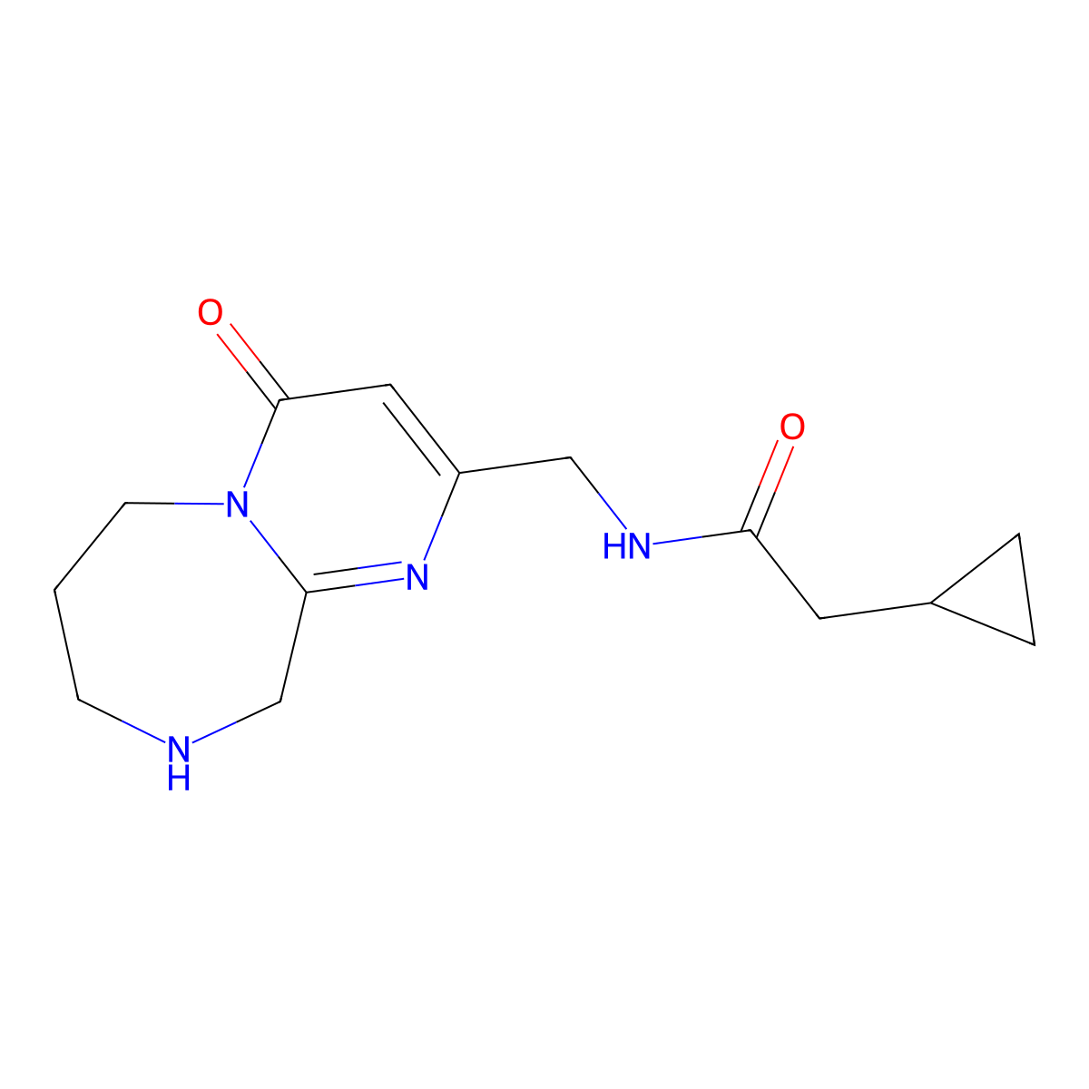 2-Cyclopropyl-N-((4-Oxo-4,6,7,8,9,10-Hexahydropyrimido[1,2-A][1,4]Diazepin-2-Yl)Methyl)Acetamide molecular structure, CAS 1422136-18-2