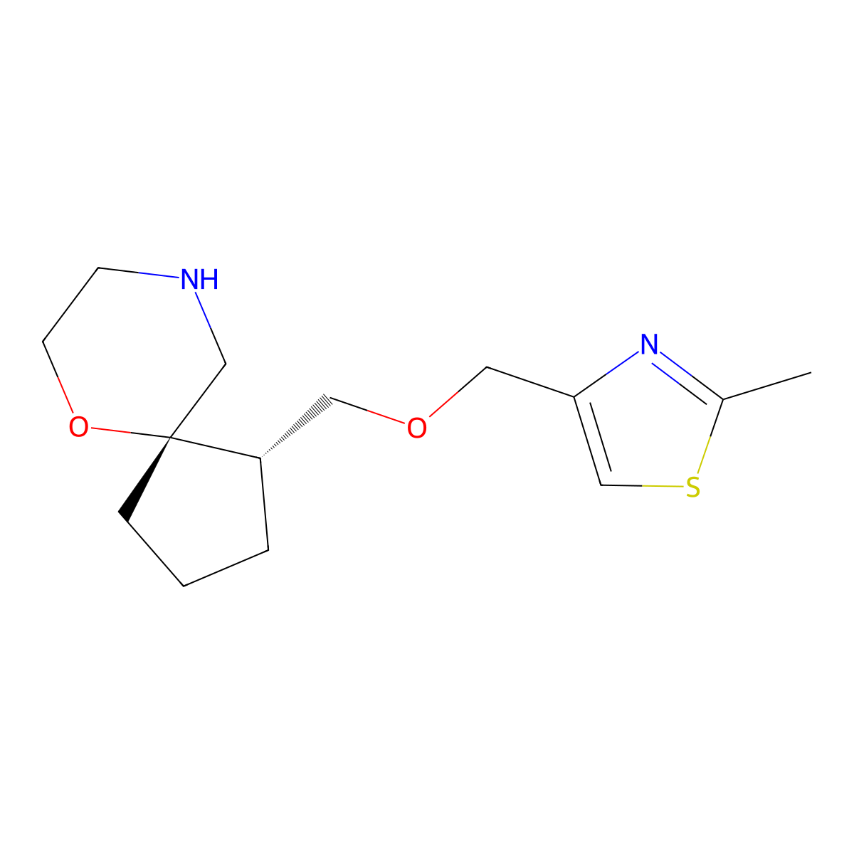 (1S,5S)-1-(((2-methylthiazol-4-yl)methoxy)methyl)-6-oxa-9-azaspiro[4.5]decane molecular structure, CAS 1422136-19-3