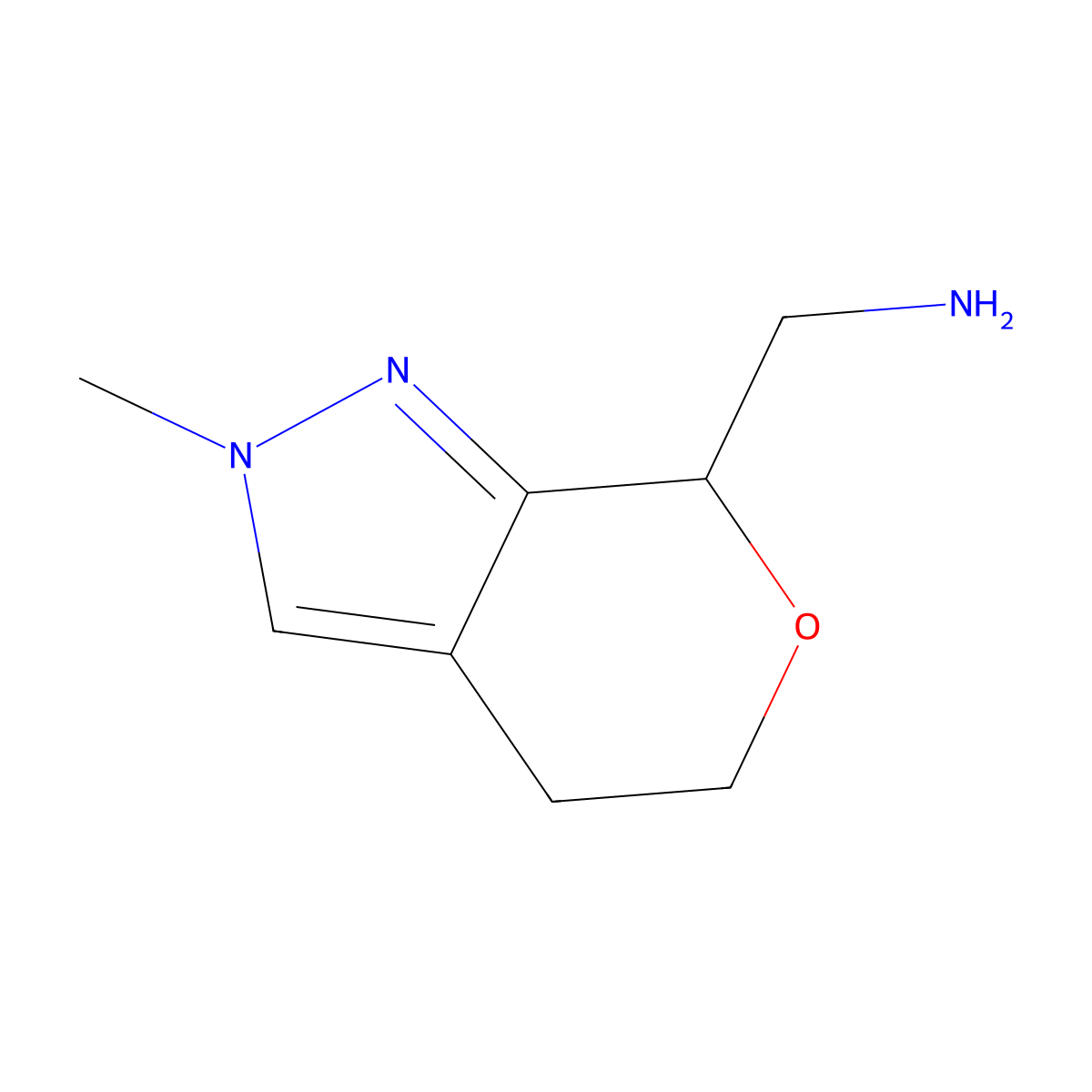 (2-Methyl-2,4,5,7-tetrahydropyrano[3,4-c]pyrazol-7-yl)methanamine molecular structure, CAS 1422136-32-0