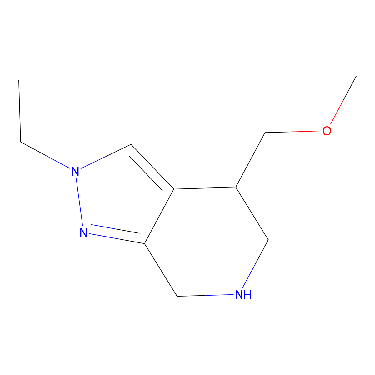 2-Ethyl-4-(methoxymethyl)-4,5,6,7-tetrahydro-2H-pyrazolo[3,4-c]pyridine molecular structure, CAS 1422136-33-1