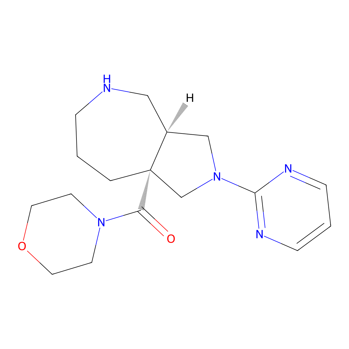 morpholino((3aS,8aR)-2-(pyrimidin-2-yl)decahydropyrrolo[3,4-c]azepin-8a-yl)methanone molecular structure, CAS 1422136-39-7