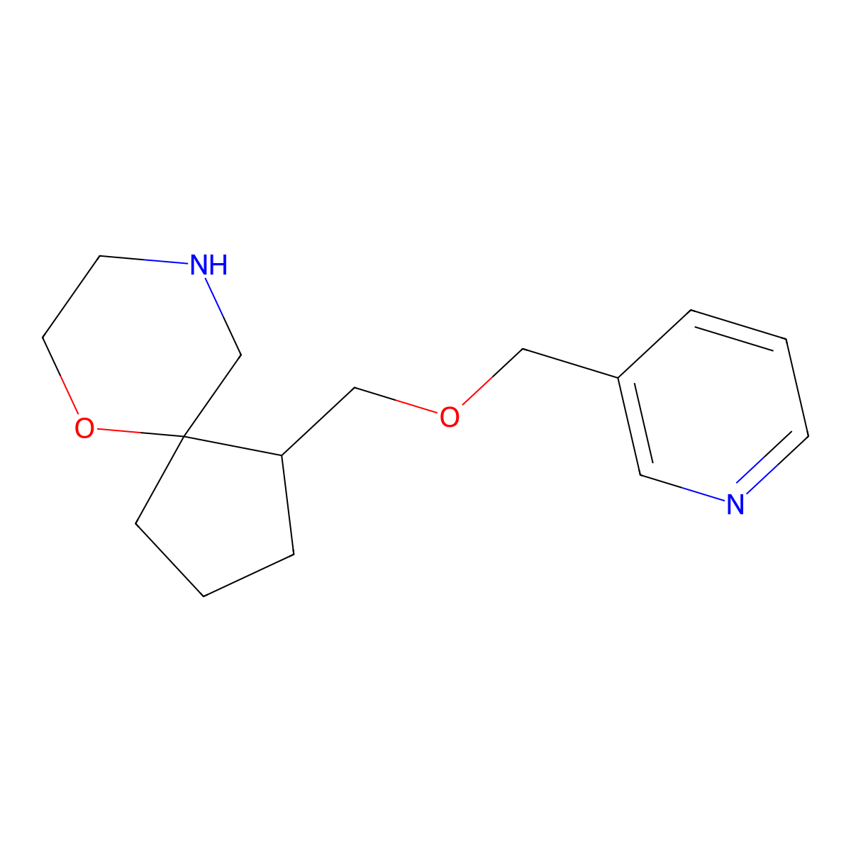 rel-(1S,5R)-1-((pyridin-3-ylmethoxy)methyl)-6-oxa-9-azaspiro[4.5]decane molecular structure, CAS 1422136-41-1