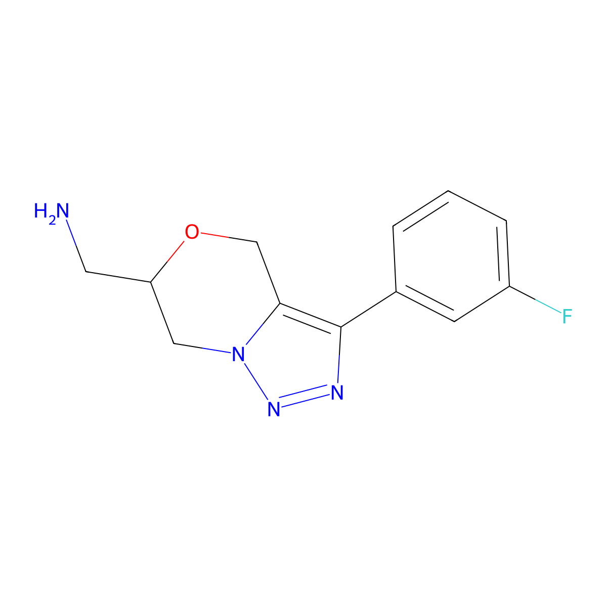 (3-(3-Fluorophenyl)-6,7-dihydro-4H-[1,2,3]triazolo[5,1-c][1,4]oxazin-6-yl)methanamine molecular structure, CAS 1422136-53-5