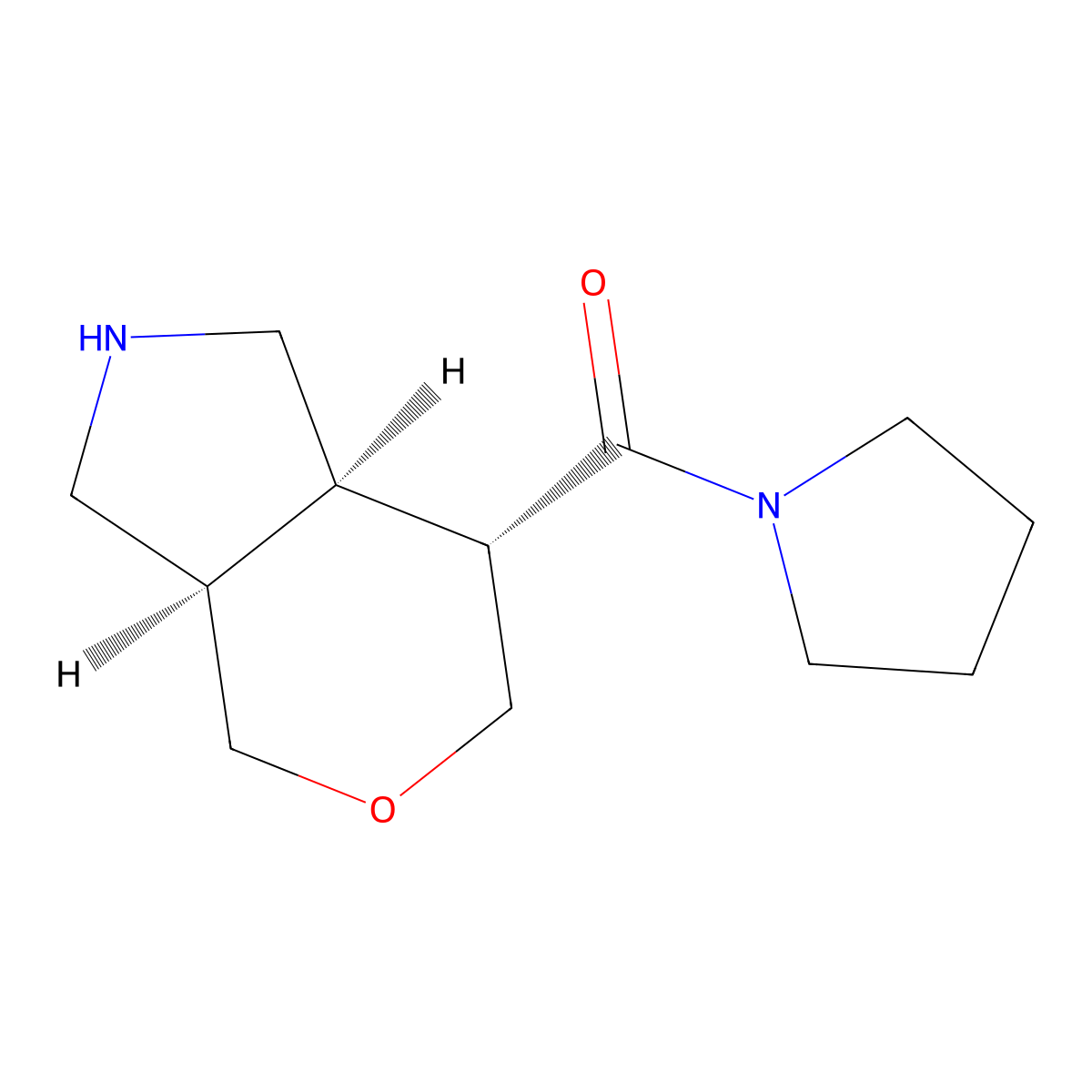 ((3aR,7S,7aR)-octahydropyrano[3,4-c]pyrrol-7-yl)(pyrrolidin-1-yl)methanone molecular structure, CAS 1422136-62-6