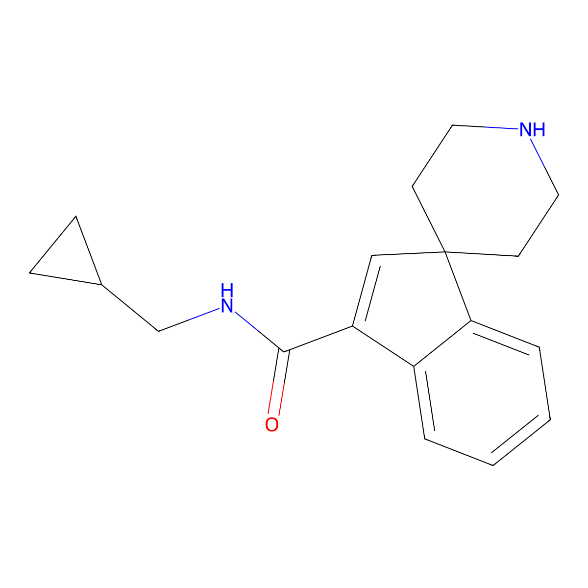 N-(Cyclopropylmethyl)spiro[indene-1,4'-piperidine]-3-carboxamide molecular structure, CAS 1422136-64-8