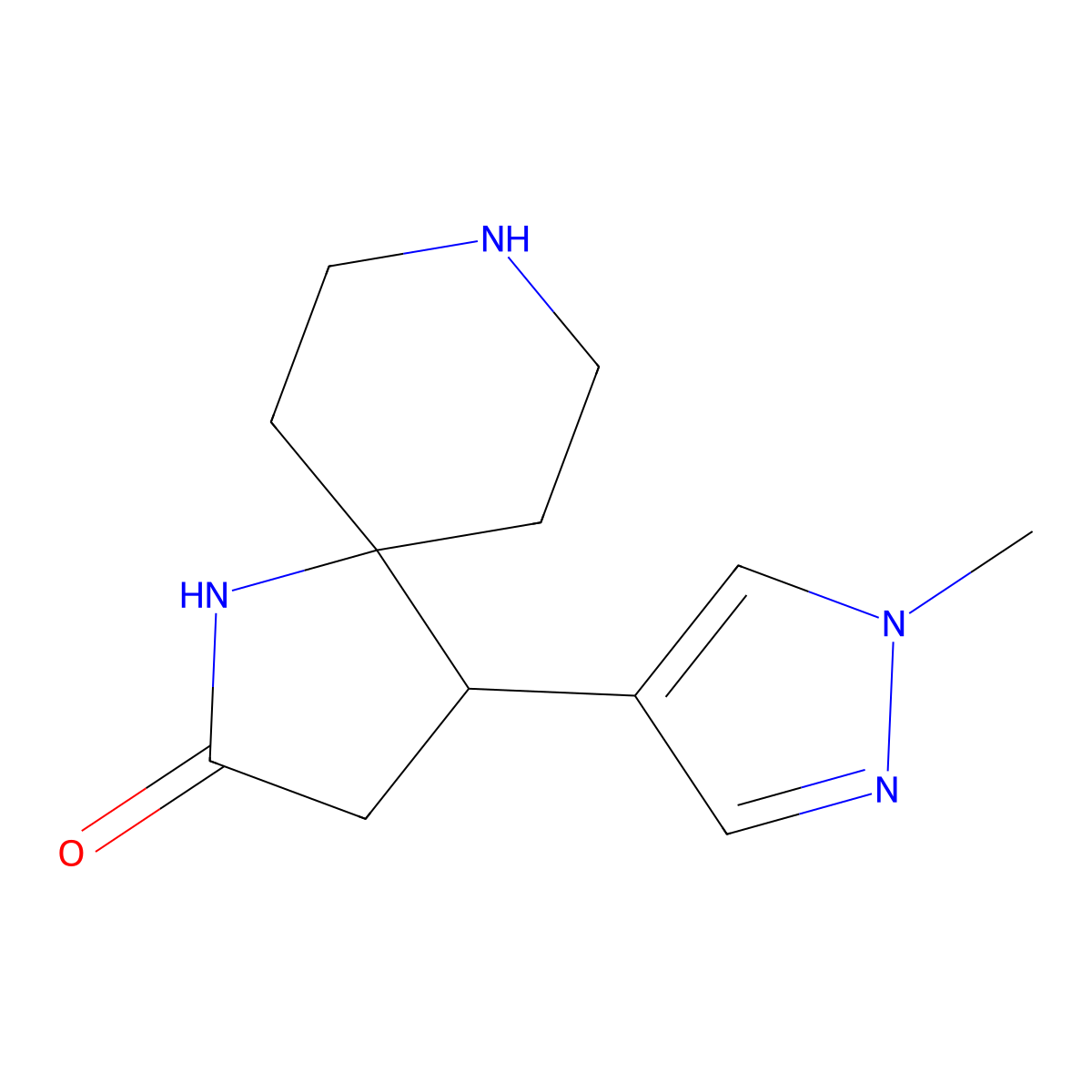 4-(1-Methyl-1H-pyrazol-4-yl)-1,8-diazaspiro[4.5]decan-2-one molecular structure, CAS 1422136-72-8