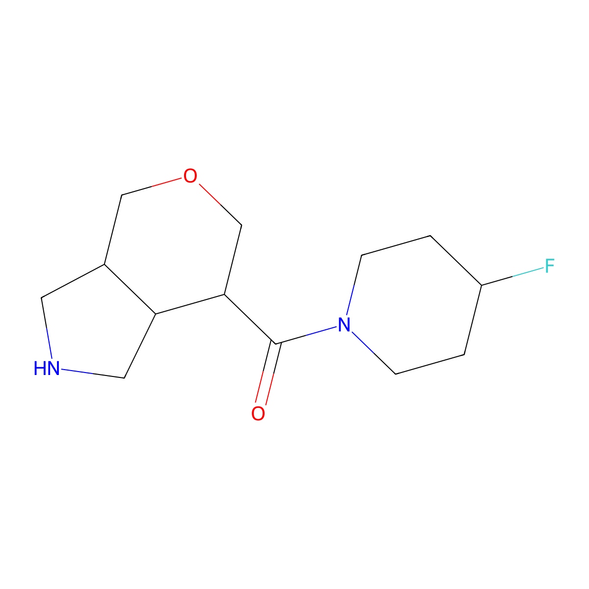 (4-fluoropiperidin-1-yl)((3aR,7R,7aR)-octahydropyrano[3,4-c]pyrrol-7-yl)methanone molecular structure, CAS 1422136-73-9