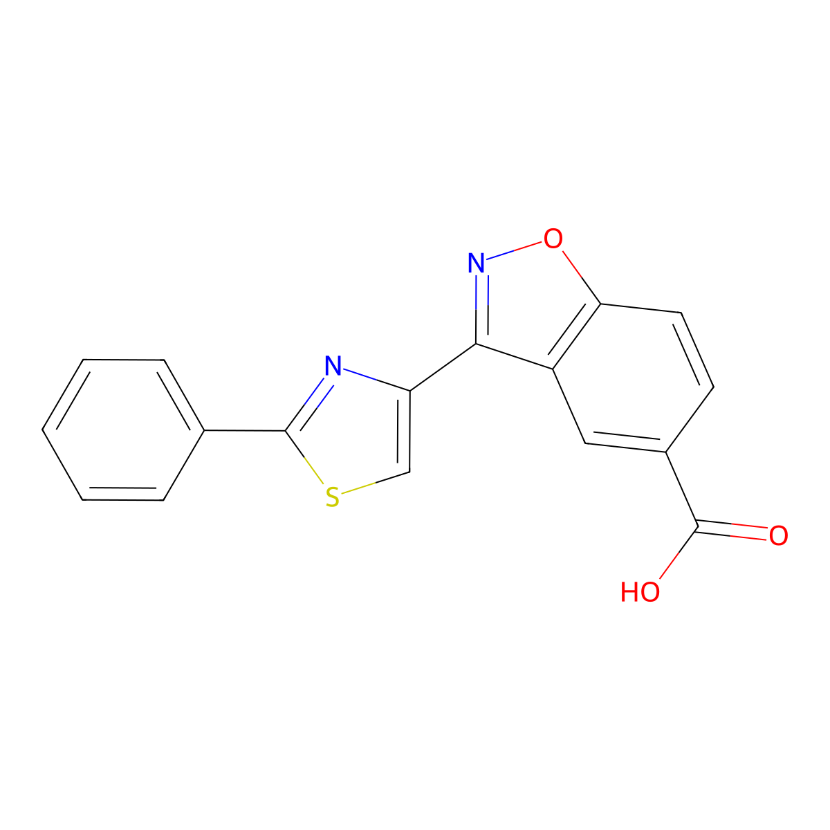 3-(2-Phenylthiazol-4-yl)benzo[d]isoxazole-5-carboxylic acid molecular structure, CAS 1422137-07-2