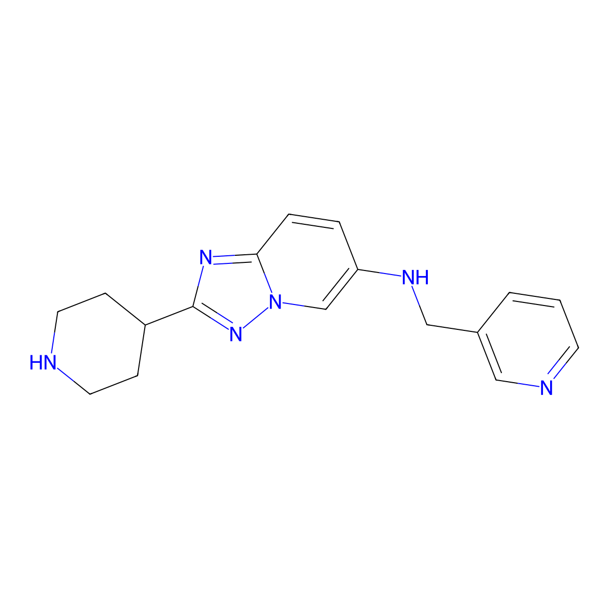 2-(Piperidin-4-yl)-N-(pyridin-3-ylmethyl)-[1,2,4]triazolo[1,5-a]pyridin-6-amine molecular structure, CAS 1422137-27-6