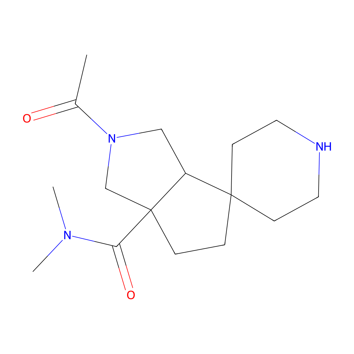 rel-(3aS,6aS)-2-acetyl-N,N-dimethylhexahydro-1H-spiro[cyclopenta[c]pyrrole-4,4'-piperidine]-6a-carboxamide molecular structure, CAS 1422137-43-6