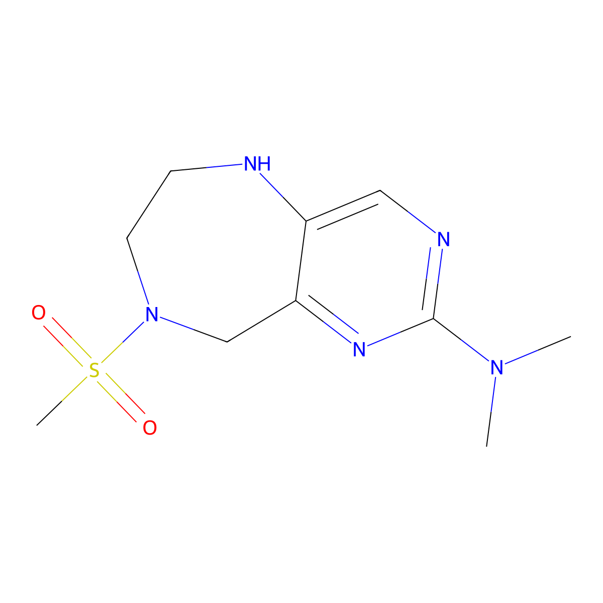 N,N-Dimethyl-8-(methylsulfonyl)-6,7,8,9-tetrahydro-5H-pyrimido[5,4-e][1,4]diazepin-2-amine molecular structure, CAS 1422137-61-8