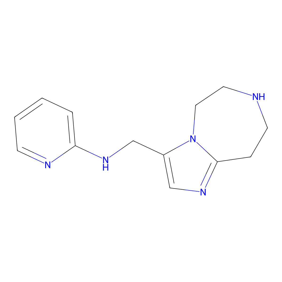 N-((6,7,8,9-Tetrahydro-5H-imidazo[1,2-d][1,4]diazepin-3-yl)methyl)pyridin-2-amine molecular structure, CAS 1422137-70-9