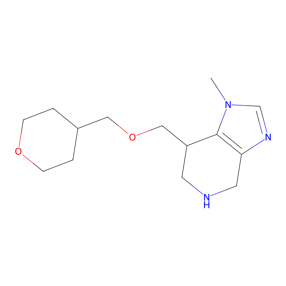 1-methyl-7-(((tetrahydro-2H-pyran-4-yl)methoxy)methyl)-4,5,6,7-tetrahydro-1H-imidazo[4,5-c]pyridine molecular structure, CAS 1422137-72-1
