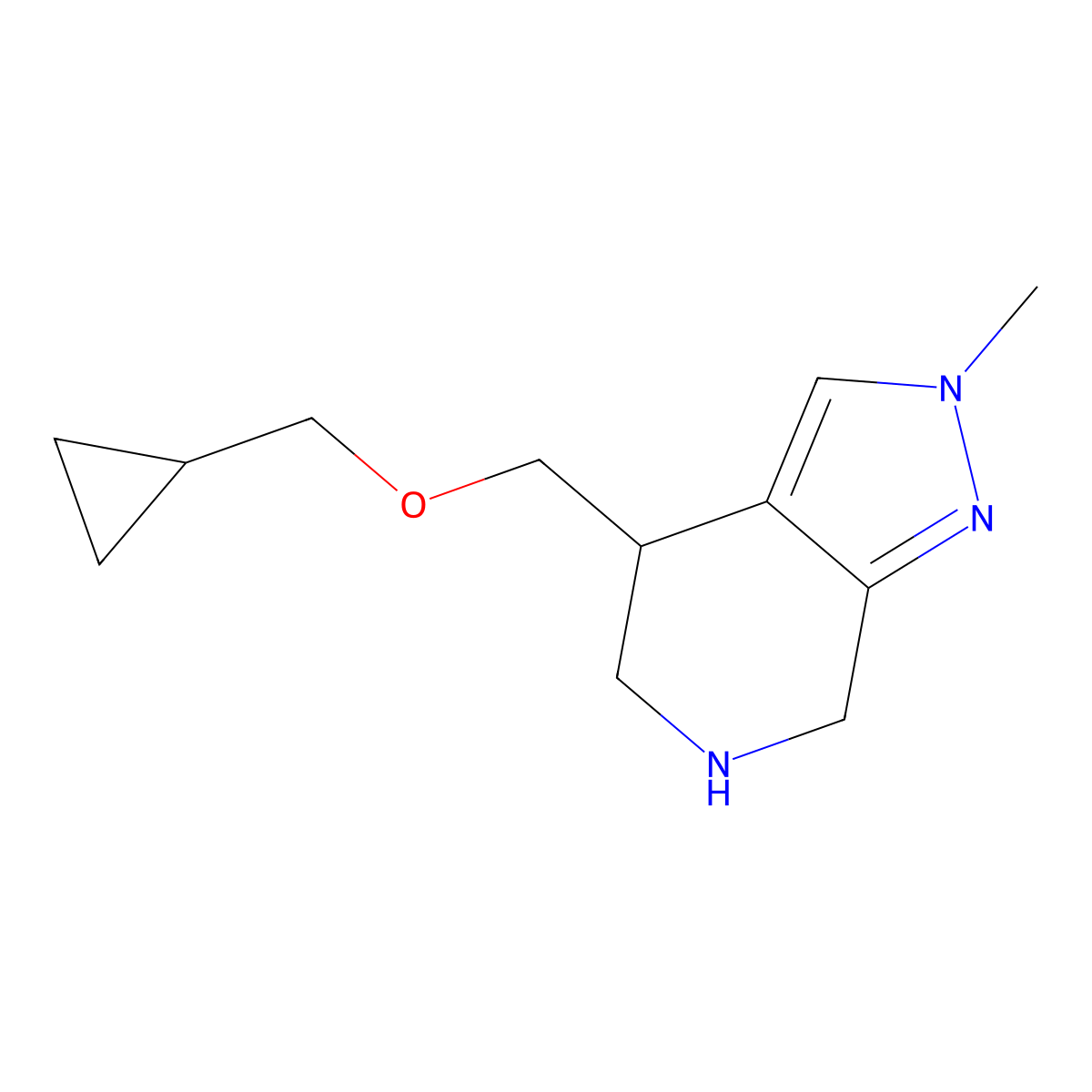 4-((Cyclopropylmethoxy)methyl)-2-methyl-4,5,6,7-tetrahydro-2H-pyrazolo[3,4-c]pyridine molecular structure, CAS 1422137-73-2