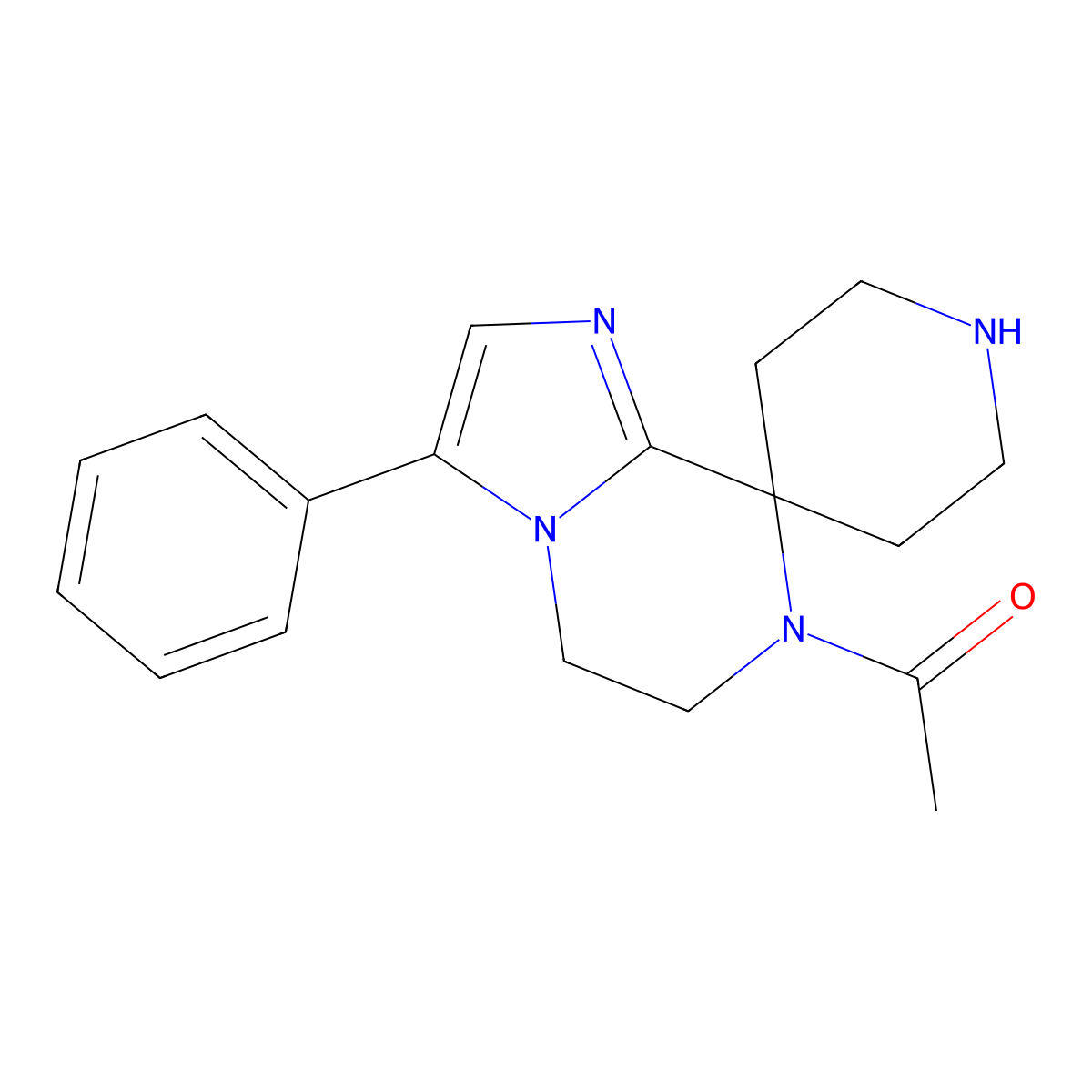 1-(3-phenyl-5H-spiro[imidazo[1,2-a]pyrazine-8,4'-piperidine]-7(6H)-yl)ethanone molecular structure, CAS 1422137-84-5