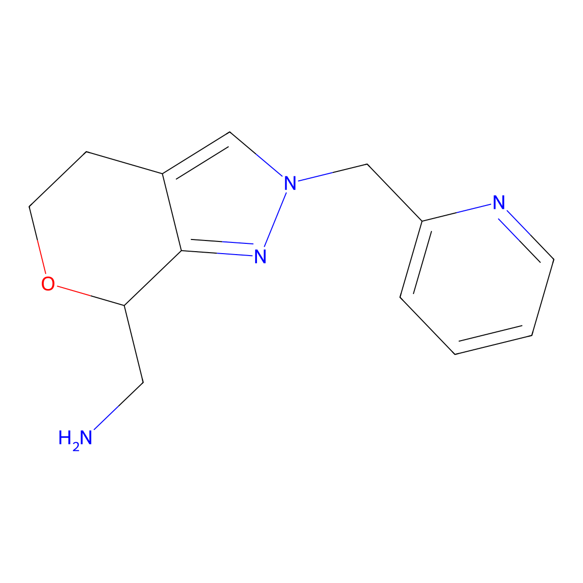 (2-(Pyridin-2-ylmethyl)-2,4,5,7-tetrahydropyrano[3,4-c]pyrazol-7-yl)methanamine molecular structure, CAS 1422138-19-9