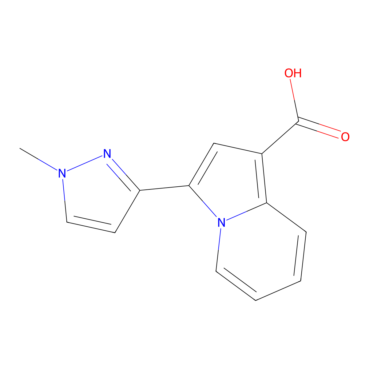 3-(1-Methyl-1H-pyrazol-3-yl)indolizine-1-carboxylic acid molecular structure, CAS 1422138-28-0