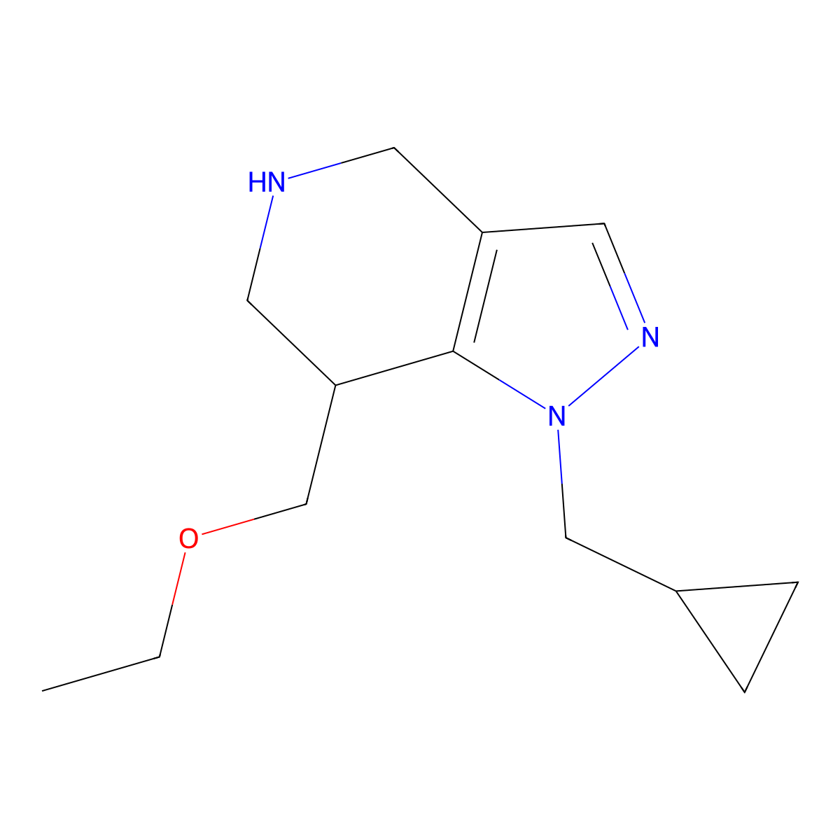 1-(Cyclopropylmethyl)-7-(ethoxymethyl)-4,5,6,7-tetrahydro-1H-pyrazolo[4,3-c]pyridine molecular structure, CAS 1422138-31-5