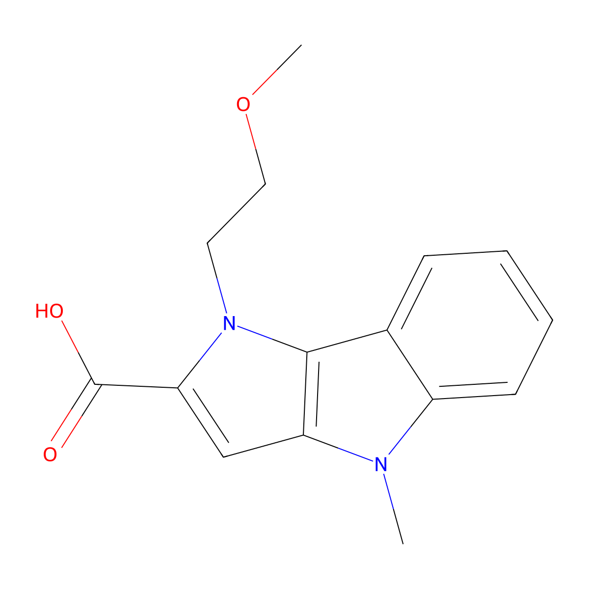 1-(2-Methoxyethyl)-4-Methyl-1,4-Dihydropyrrolo[3,2-B]Indole-2-Carboxylic Acid molecular structure, CAS 1422138-35-9