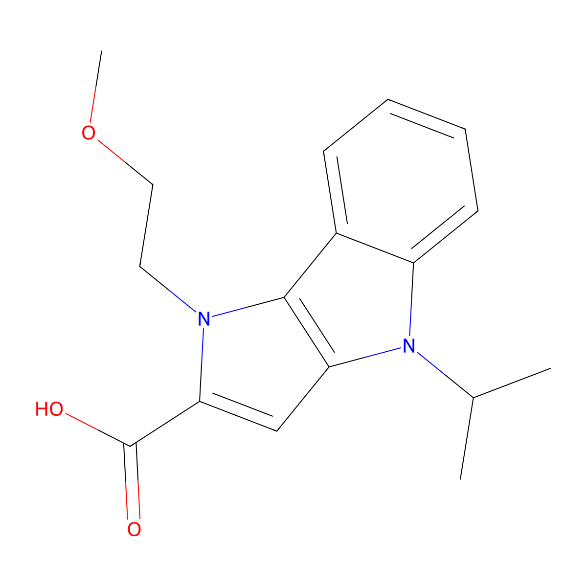 4-Isopropyl-1-(2-Methoxyethyl)-1,4-Dihydropyrrolo[3,2-B]Indole-2-Carboxylic Acid molecular structure, CAS 1422138-40-6