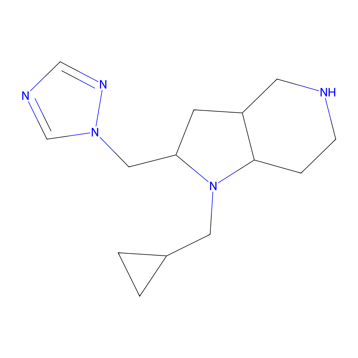 (2S,3aR,7aS)-2-((1H-1,2,4-triazol-1-yl)methyl)-1-(cyclopropylmethyl)octahydro-1H-pyrrolo[3,2-c]pyridine molecular structure, CAS 1422138-41-7