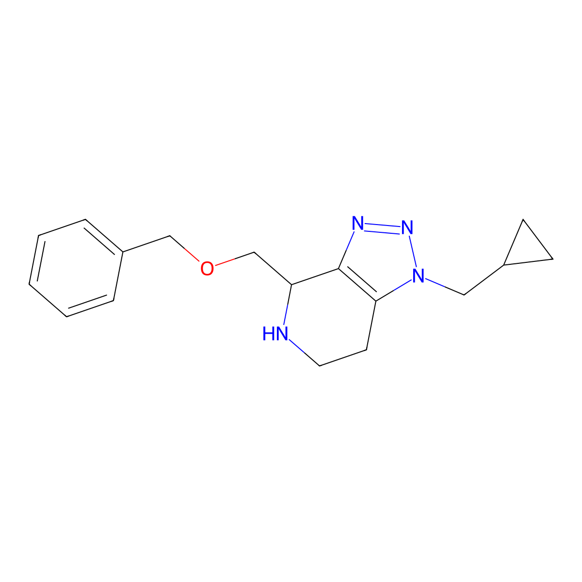 4-((Benzyloxy)methyl)-1-(cyclopropylmethyl)-4,5,6,7-tetrahydro-1H-[1,2,3]triazolo[4,5-c]pyridine molecular structure, CAS 1422138-49-5
