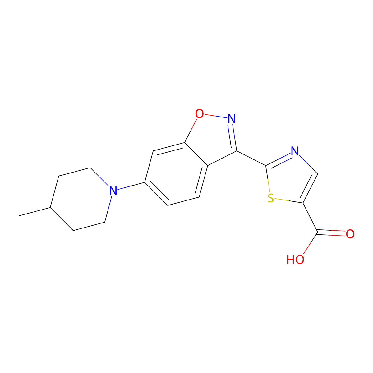 2-(6-(4-Methylpiperidin-1-yl)benzo[d]isoxazol-3-yl)thiazole-5-carboxylic acid molecular structure, CAS 1422138-51-9