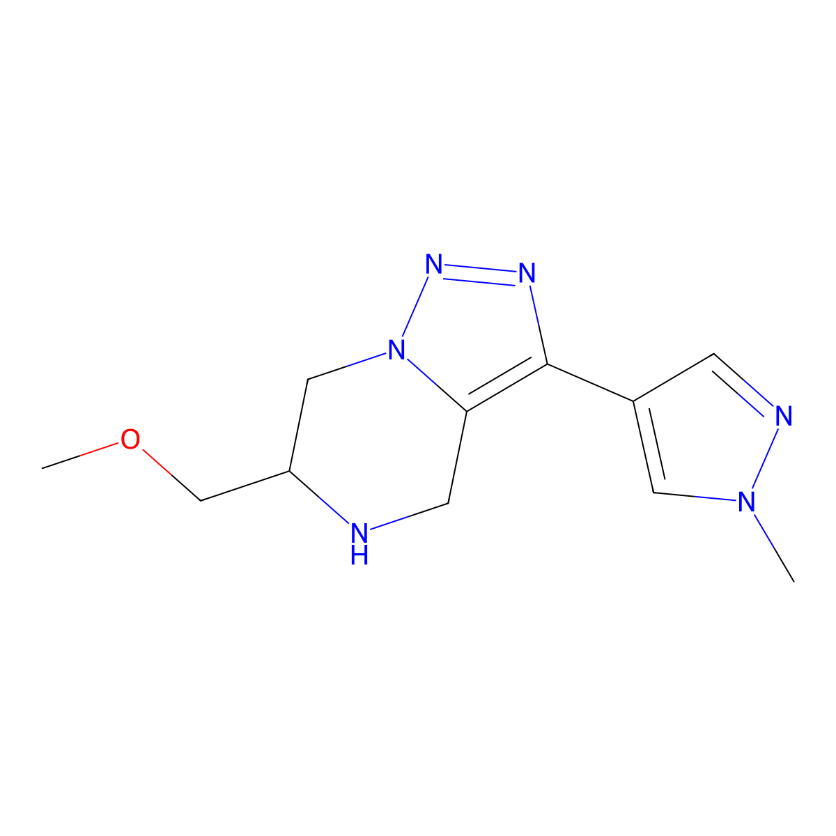 6-(Methoxymethyl)-3-(1-methyl-1H-pyrazol-4-yl)-4,5,6,7-tetrahydro-[1,2,3]triazolo[1,5-a]pyrazine molecular structure, CAS 1422138-59-7