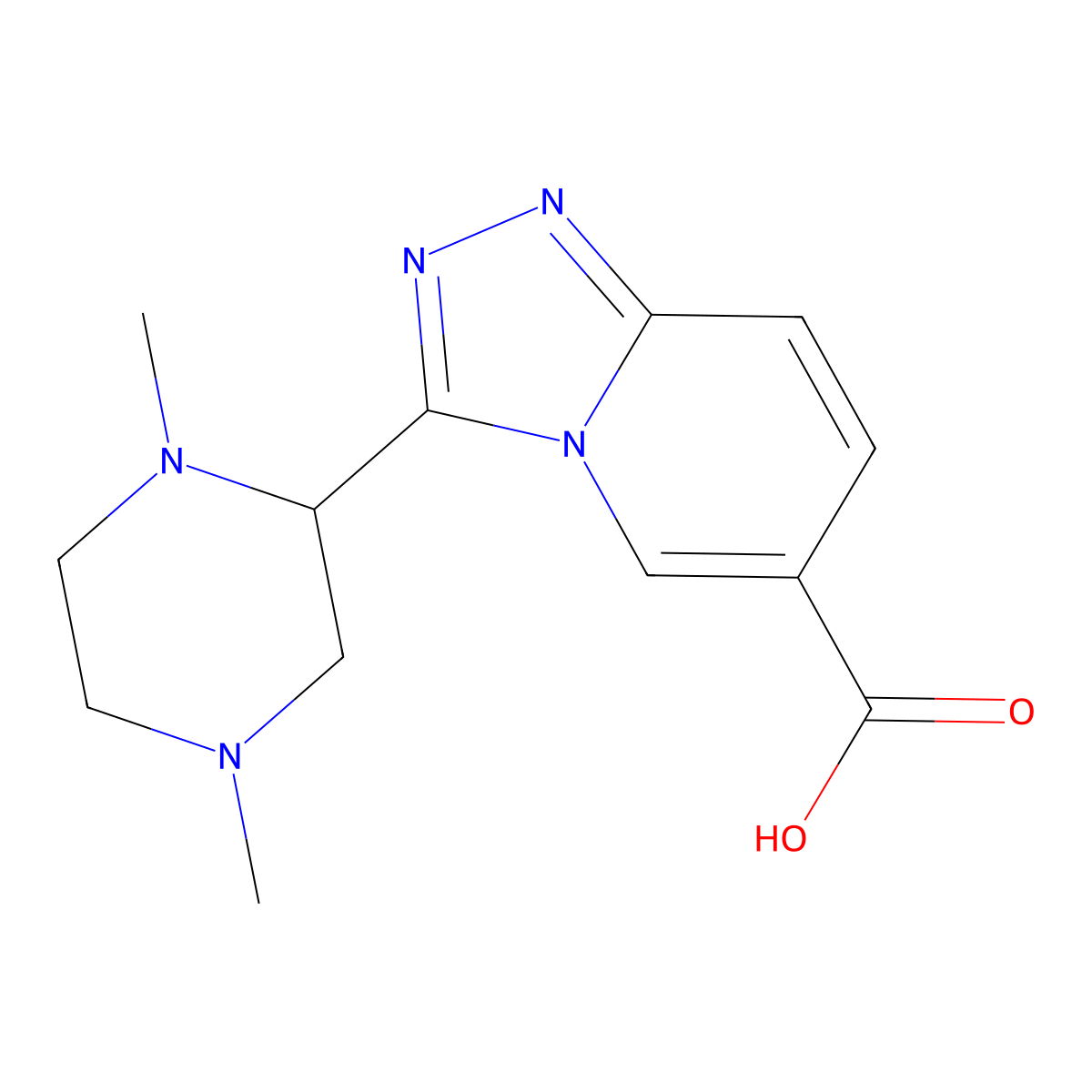 3-(1,4-Dimethylpiperazin-2-yl)-[1,2,4]triazolo[4,3-a]pyridine-6-carboxylic acid molecular structure, CAS 1422138-60-0