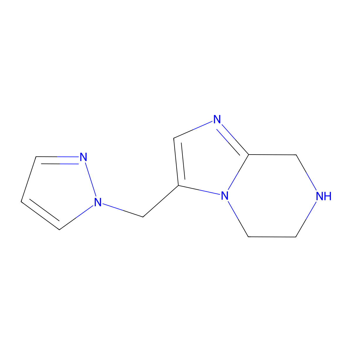 3-((1H-Pyrazol-1-yl)methyl)-5,6,7,8-tetrahydroimidazo[1,2-a]pyrazine molecular structure, CAS 1422138-73-5