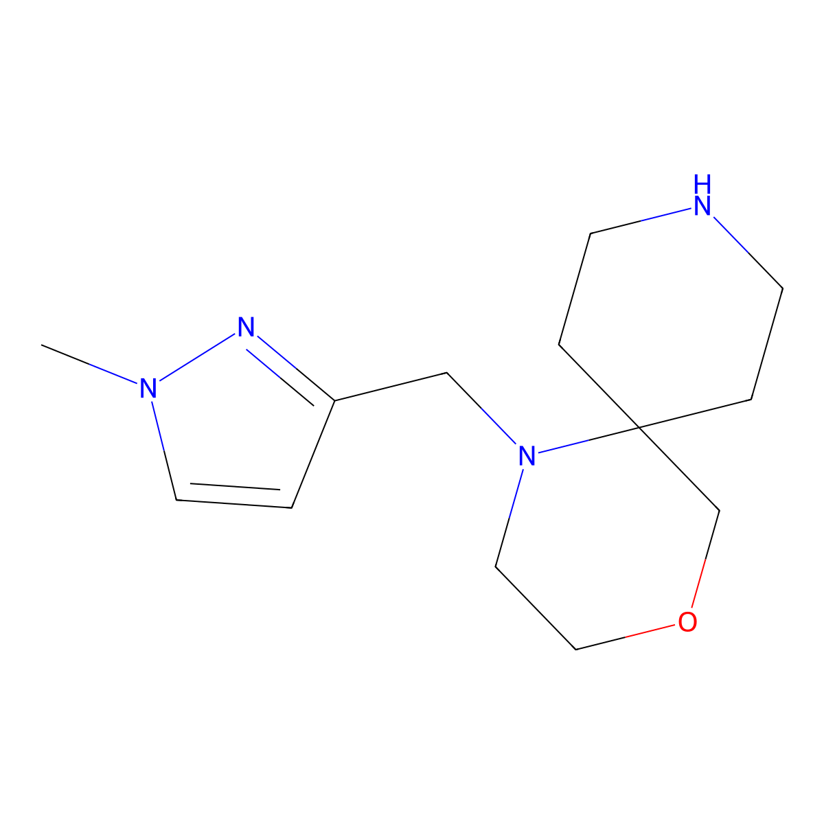 1-((1-Methyl-1H-pyrazol-3-yl)methyl)-4-oxa-1,9-diazaspiro[5.5]undecane molecular structure, CAS 1422138-92-8
