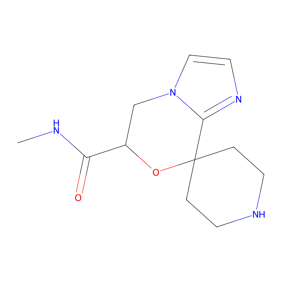 N-methyl-5,6-dihydrospiro[imidazo[2,1-c][1,4]oxazine-8,4'-piperidine]-6-carboxamide molecular structure, CAS 1422139-17-0