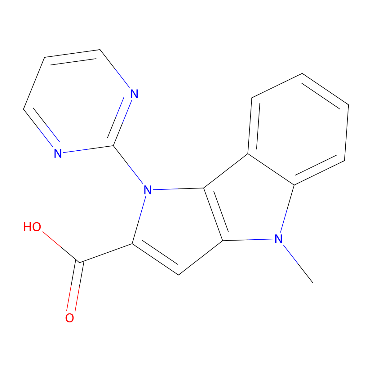 4-Methyl-1-(Pyrimidin-2-Yl)-1,4-Dihydropyrrolo[3,2-B]Indole-2-Carboxylic Acid molecular structure, CAS 1422139-40-9