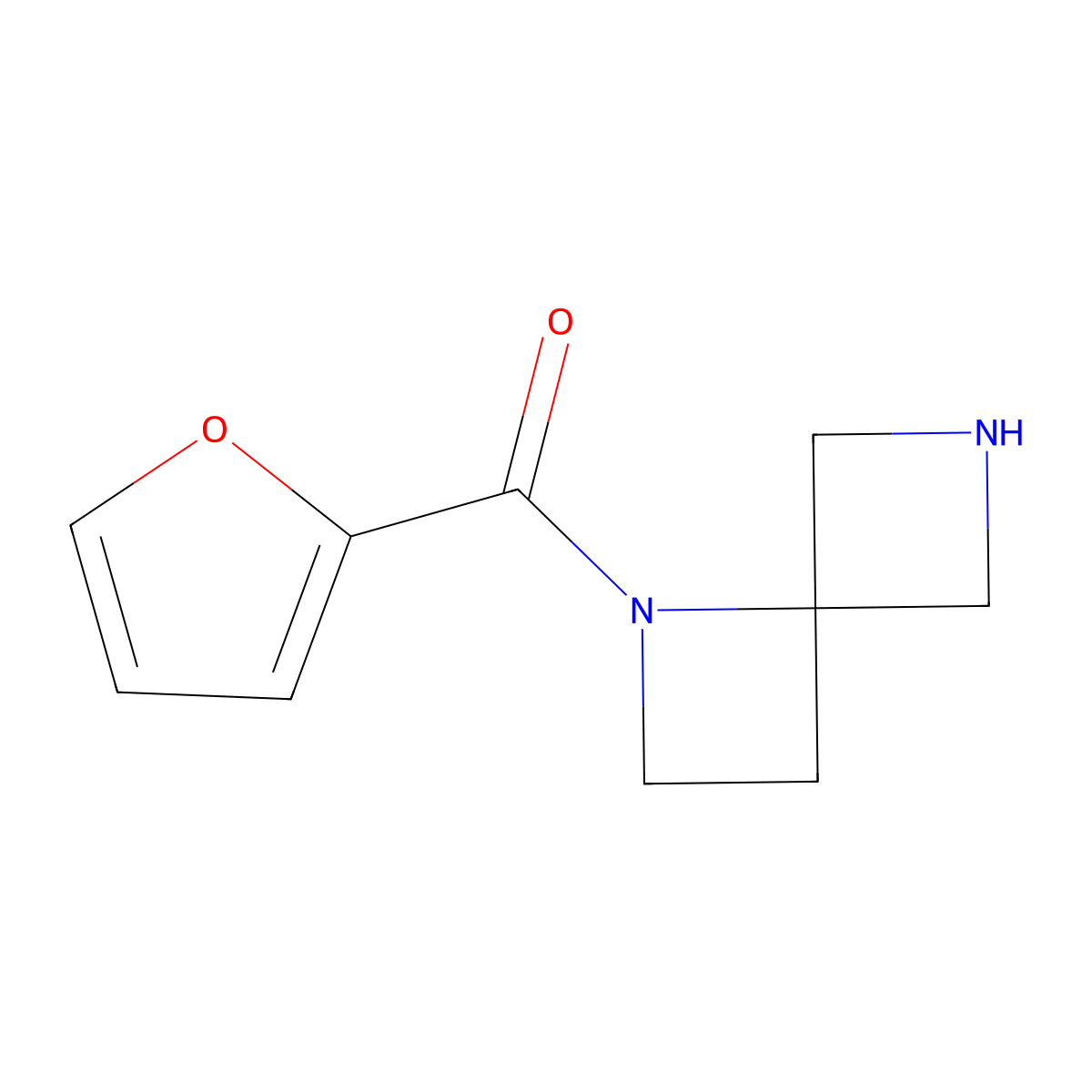 Furan-2-yl(1,6-diazaspiro[3.3]heptan-1-yl)methanone molecular structure, CAS 1422139-48-7