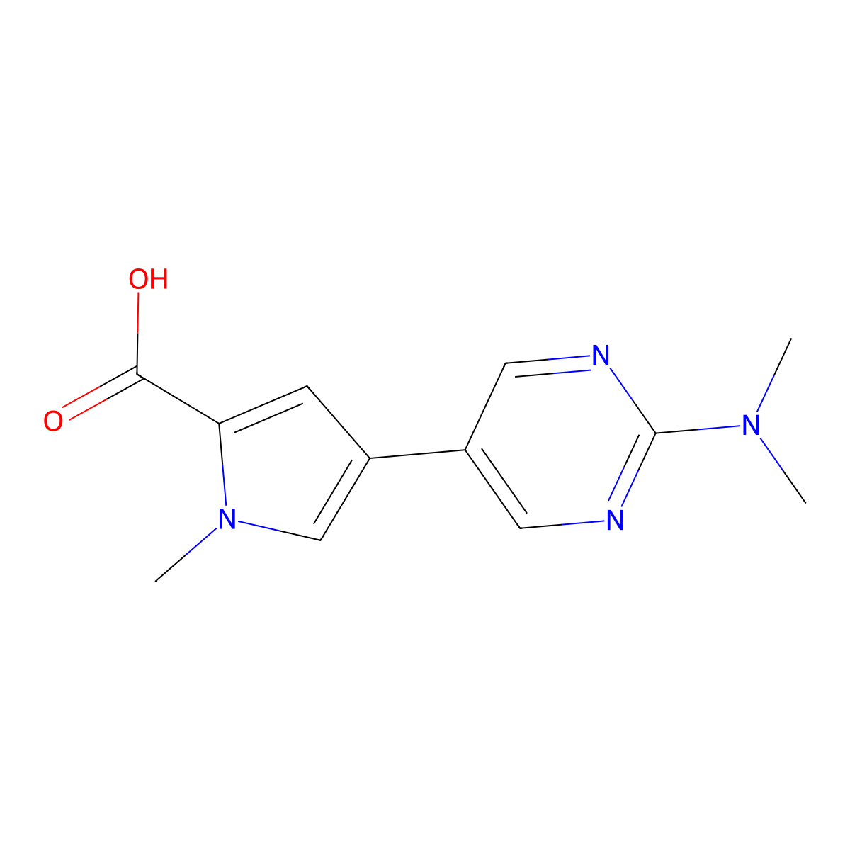 4-(2-(Dimethylamino)pyrimidin-5-yl)-1-methyl-1H-pyrrole-2-carboxylic acid molecular structure, CAS 1422139-50-1