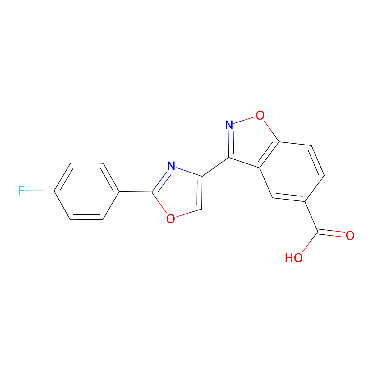 3-(2-(4-Fluorophenyl)oxazol-4-yl)benzo[d]isoxazole-5-carboxylic acid molecular structure, CAS 1422139-56-7